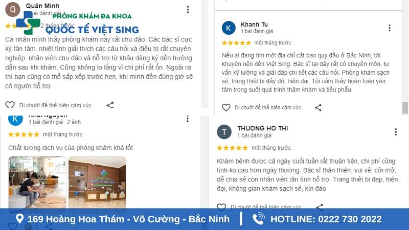 Một vài phản hồi của người bệnh về Đa Khoa Việt Sing