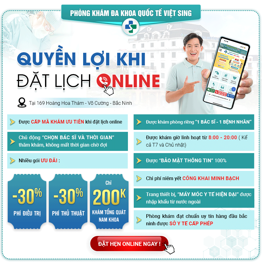 Ưu đãi đặt lịch khám online tại Việt Sing